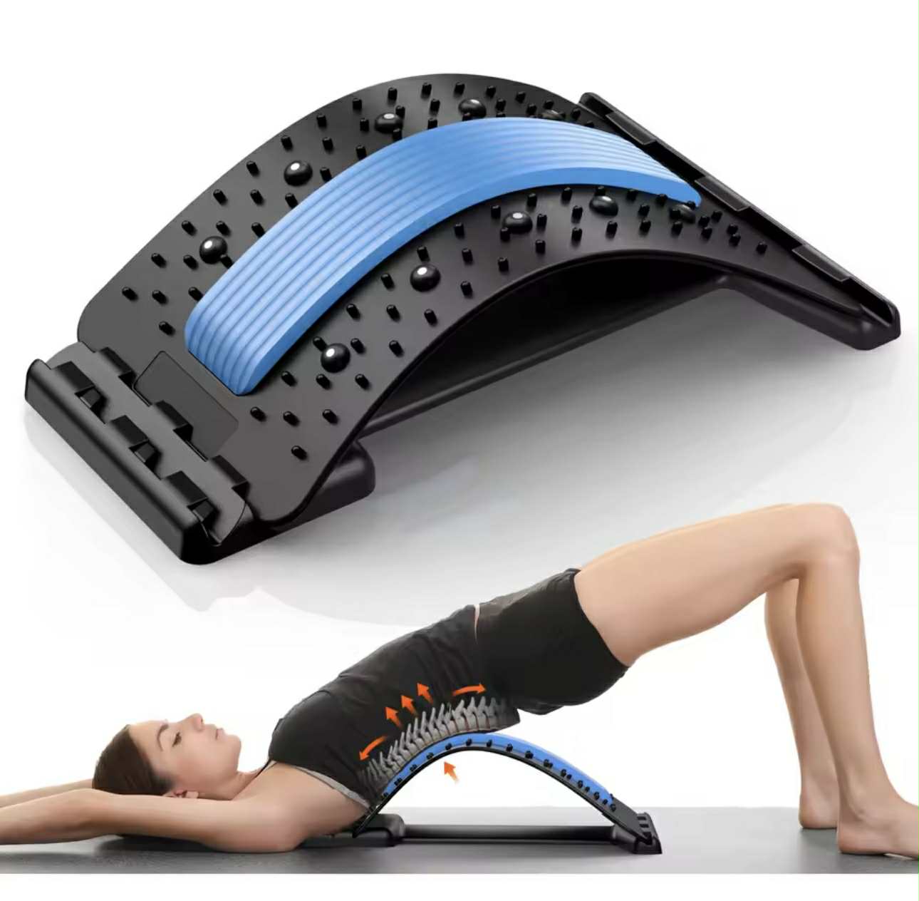Dispozitiv ortopedic 3in1, zioda smart essentials®, pentru suportul, intinderea, masajul si relaxarea zonei lombare